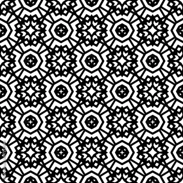 Fototapeta Abstract Shapes.Vector Seamless Black and White Pattern.Design element for prints, decoration, cover, textile, digital wallpaper, web background, wrapping paper, clothing, fabric, packaging, cards, ti
