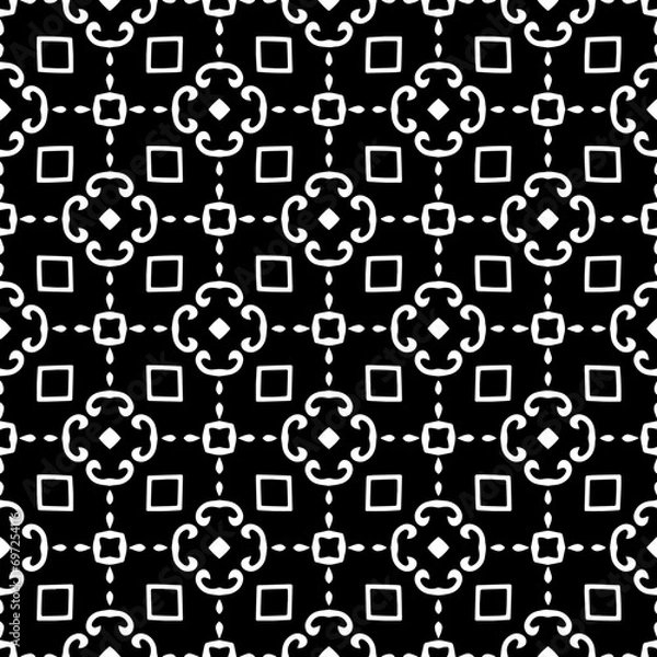 Obraz Abstract Shapes.Vector Seamless Black and White Pattern.Design element for prints, decoration, cover, textile, digital wallpaper, web background, wrapping paper, clothing, fabric, packaging, cards, ti