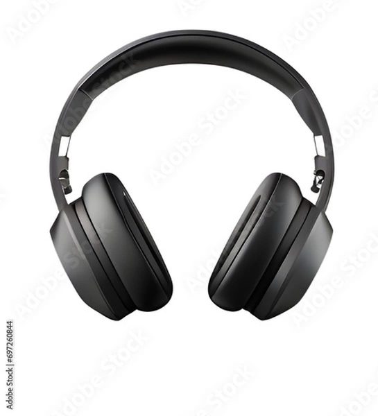 Obraz Black headphones isolated on transparent background