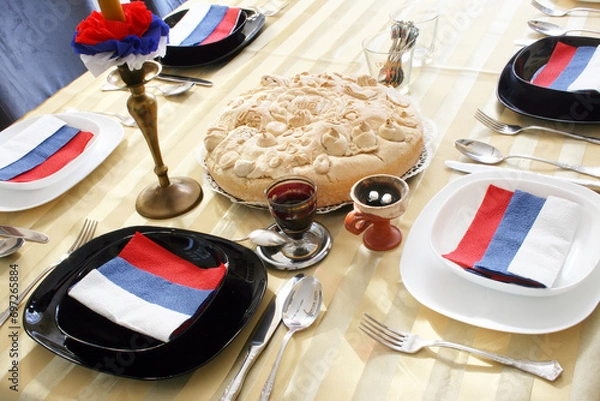 Fototapeta Serbian Day of Glory dining table