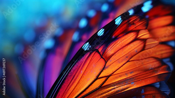 Obraz several beautiful colorful butterfly wings close up, beautiful natural background