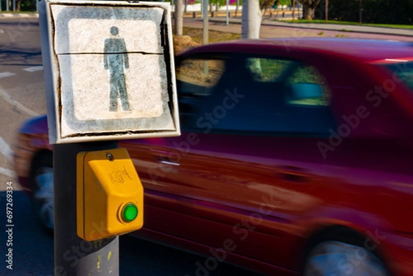 Obraz Button to request a green traffic light