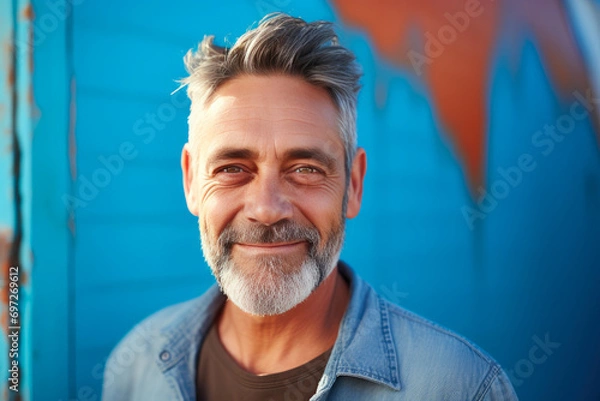 Fototapeta Artful Guidance: Smiling 55-Year-Old Teaching in Sunlight