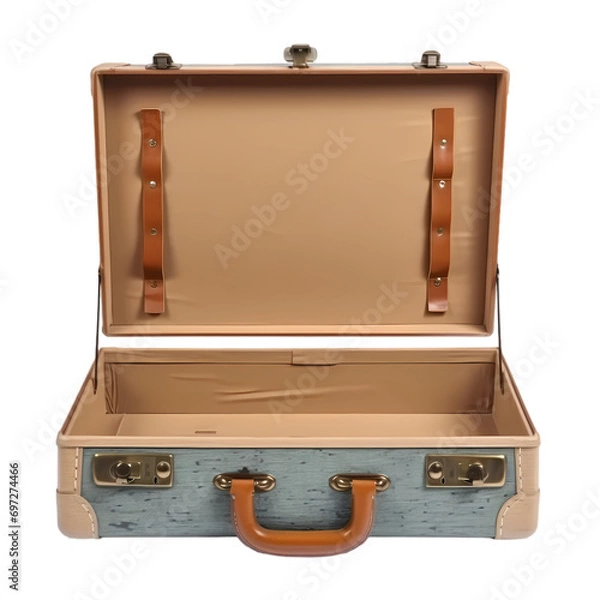 Obraz Retro suitcase front open isolated on transparent background