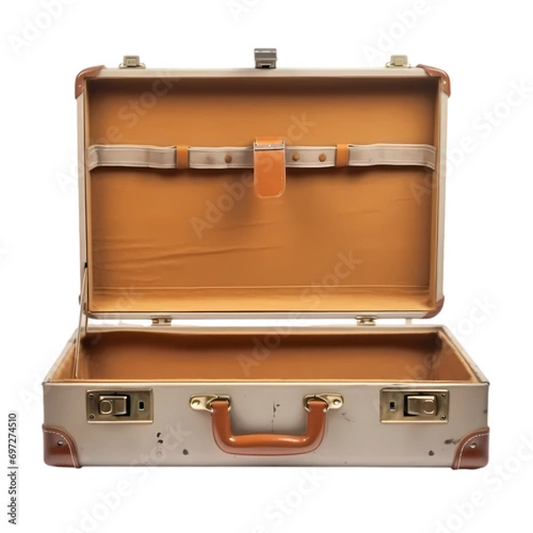 Obraz Retro suitcase front open isolated on transparent background