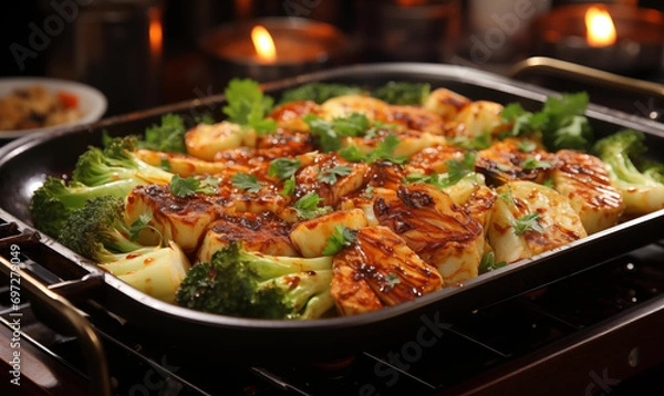 Obraz grilled chicken with vegetables
