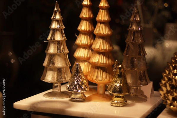 Obraz Christmas trees on a dark background