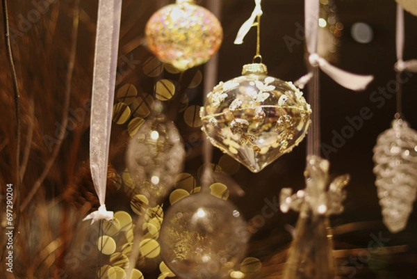 Obraz Christmas decorations on a dark background