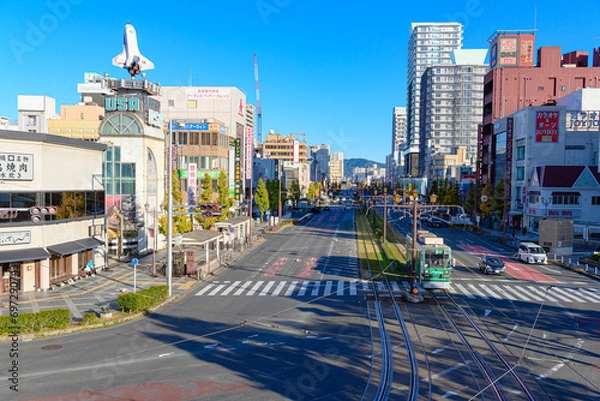 Obraz 愛知県豊橋市　路面電車の走る風景