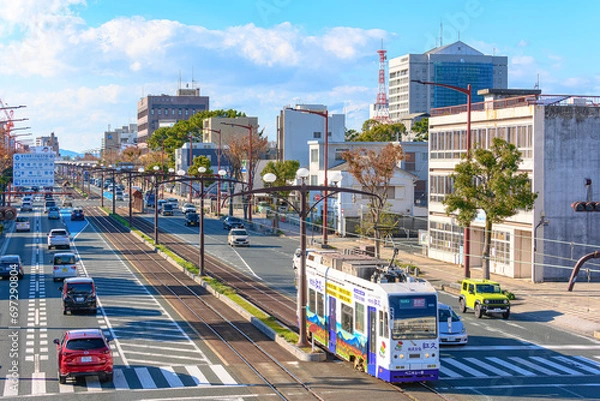 Obraz 愛知県豊橋市　路面電車の走る風景