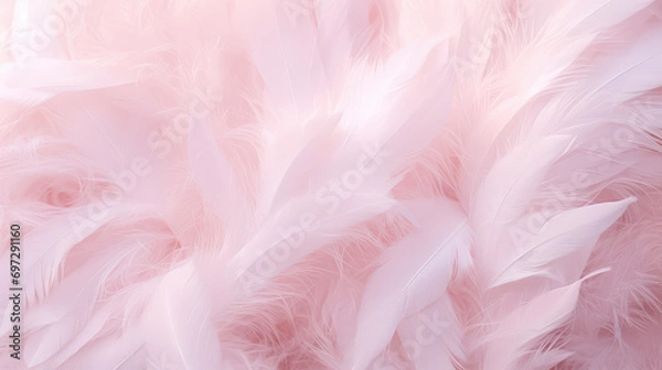 Fototapeta Featuring a gentle, soft pink swan feather, this image exudes calm and grace, perfect for creating a soothing, peaceful ambiance.