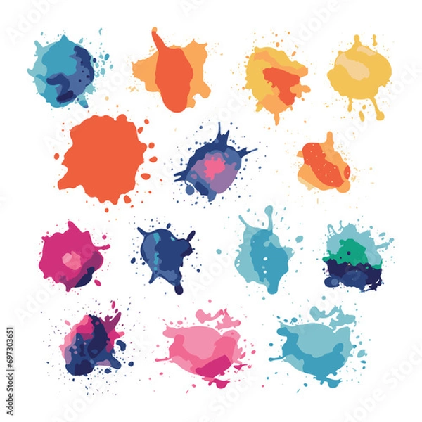 Fototapeta  coloured splash paint stains collection