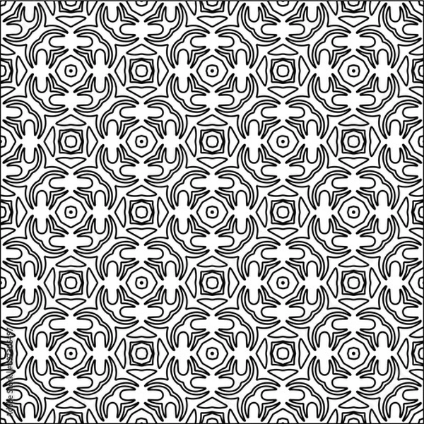 Fototapeta Abstract shapes from lines. Vector graphics for design. Black and white color. Simple pattern.