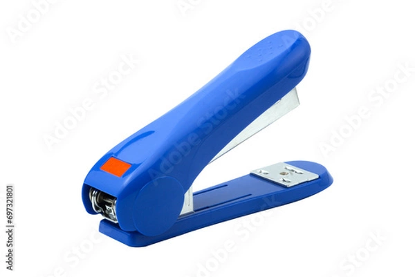 Fototapeta Blue stapler isolated on white background.