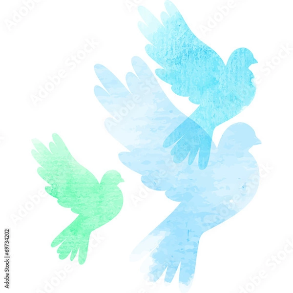Obraz Three watercolor doves