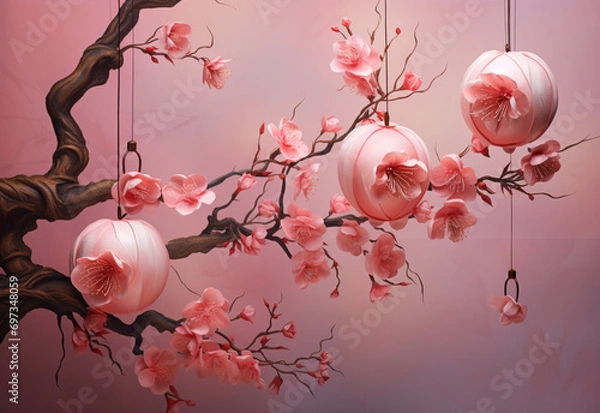 Obraz cherry blossom sakura generated by AI technology