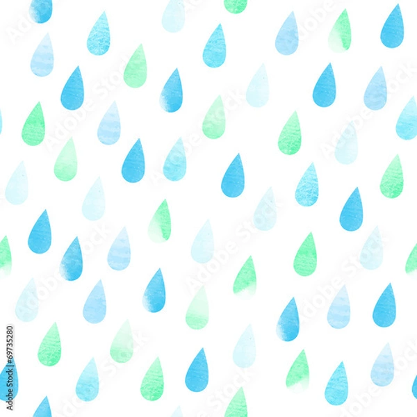 Fototapeta Rain seamless aquarelle pattern