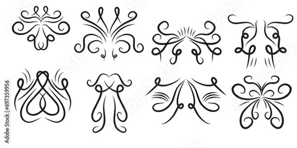 Obraz set collection of swirl design elements