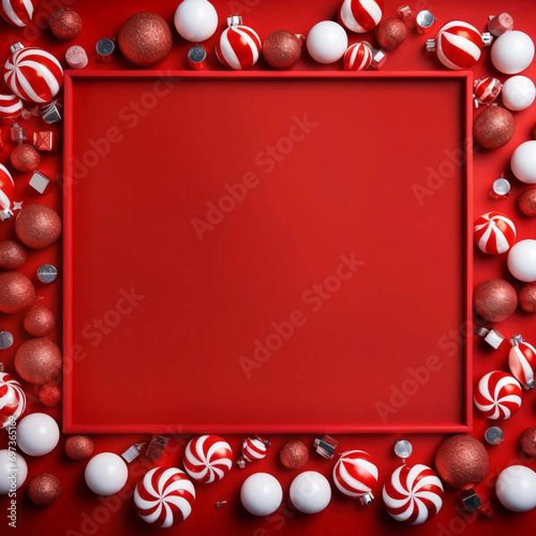 Fototapeta Christmas red background with copy space for your text.