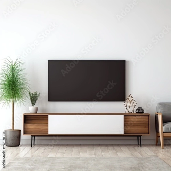Fototapeta Smart TV on cabinet modern interior