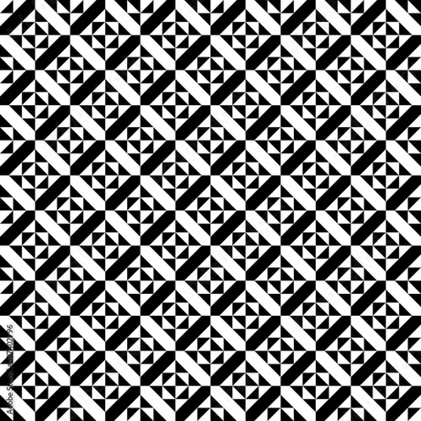 Fototapeta Triangles, figures seamless pattern. Triangular shapes, forms ornate. Geometric background. Tribal motif. Folk wallpaper. Ethnic ornament. Geometrical image. Textile print, abstract. Vector artwork