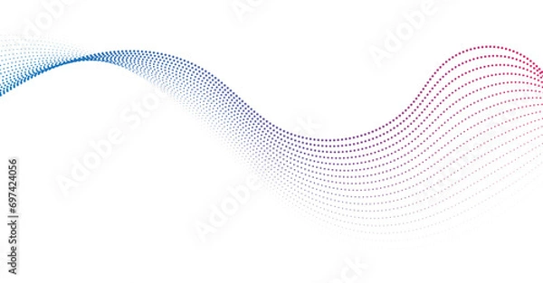 Obraz Flowing Dot Wave Pattern Halftone Curve Shape on Transparent Background