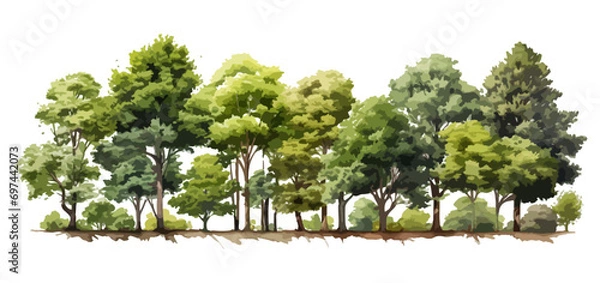 Obraz Tree line, watercolor effect in trees, vector, Generative AI