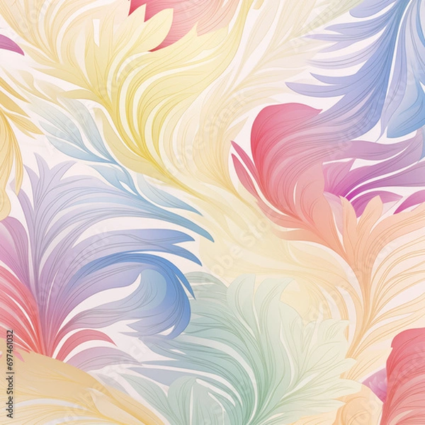 Fototapeta pattern with leaves, feathers