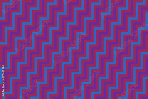 Fototapeta Red, blue, and purple zig zag stripes pattern background