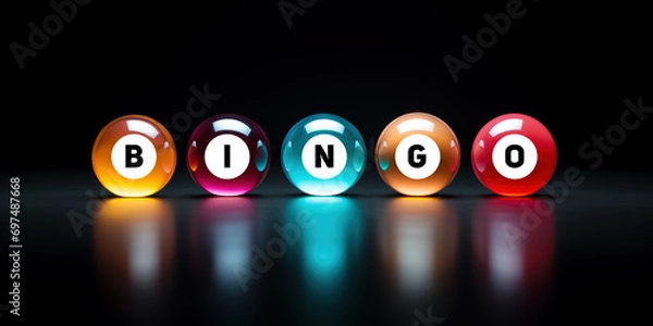Fototapeta Balls with BINGO letters on them and suitable for banner. Generative AI