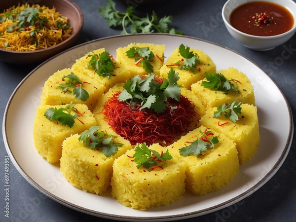 Obraz dhokla with sauce
