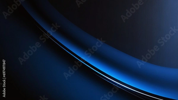 Obraz Azul abstracto sobre textura de fondo negro. Curvas dinámicas y patrón de azules. Gráficos fractales detallados. Concepto de ciencia y tecnología.
