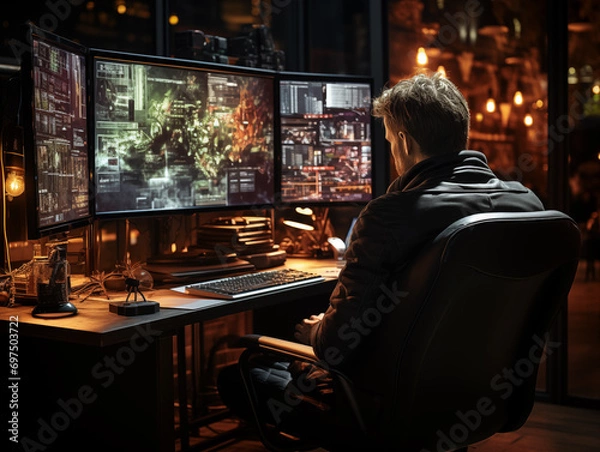 Fototapeta person working on computer