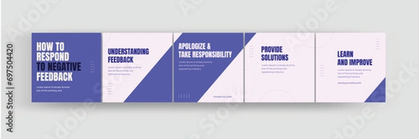 Obraz How to respond to negative reviews social media carousel, feedback management Instagram carousel design