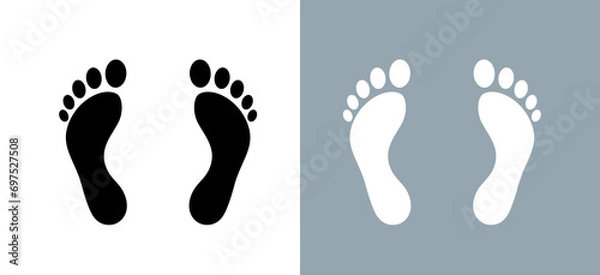 Fototapeta Human footprint icon. Traces of a barefoot man. The footprint of a person who has passed by.
