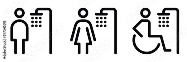 Fototapeta Set of shower room line icons. Editable stroke. Vector graphics