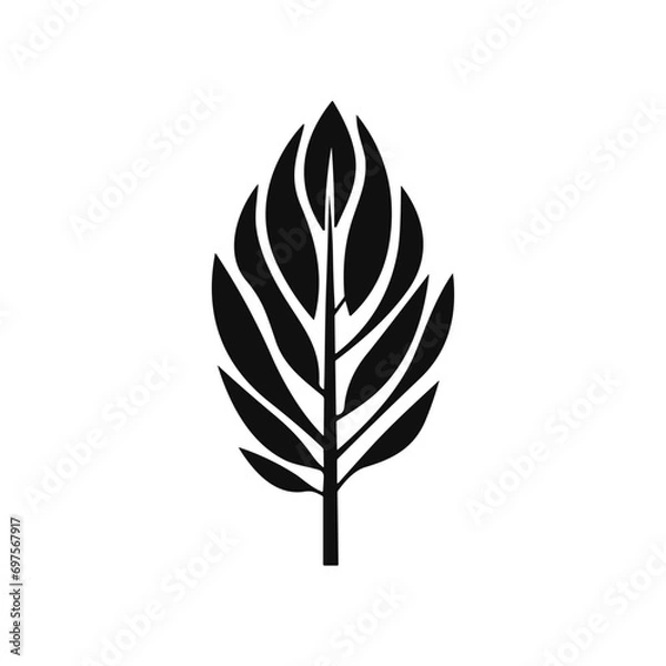 Fototapeta Minimalist abstract tribal leaf in vector.