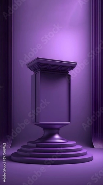 Fototapeta a purple stepped podium with a rectangular pedestal on it