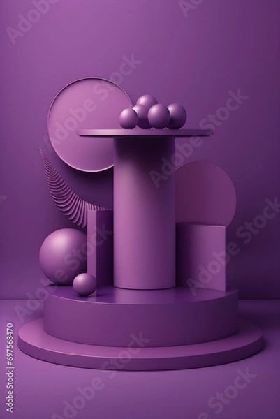 Fototapeta a purple podium with a pedestal and columns in the background