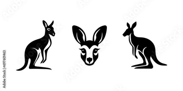 Obraz Kangaroo illustration, logo. Vector icon drawing on white background