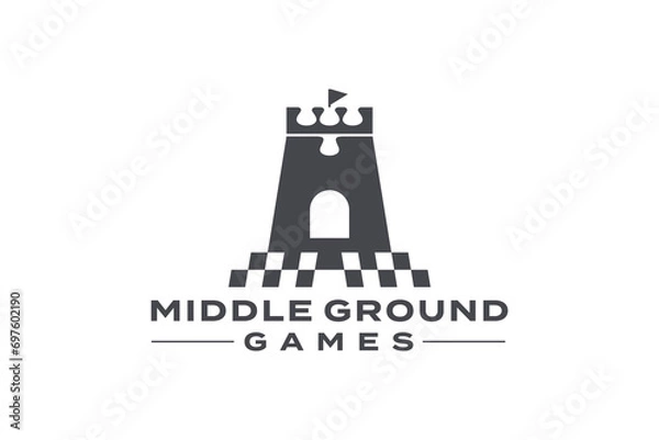 Fototapeta Castle elegant tower creative logo design vector