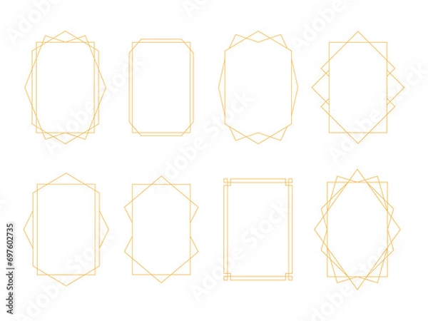 Fototapeta Set of gold frames isolated on white background. Set of decorative design elements. Vector illustration. 