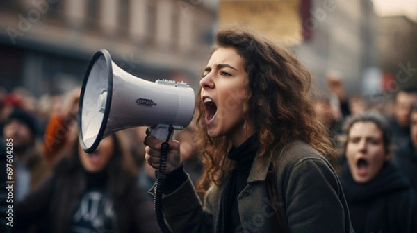 Obraz Fierce Dissent: Megaphone Outcry Against Injustice, Generative AI