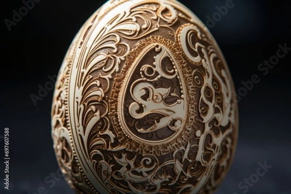 Fototapeta Detailed Large closeup egg. Brown whole raw. Generate Ai