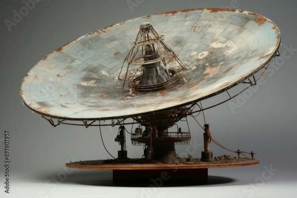 Fototapeta Imposing Large dish antenna. Radar space telescope. Generate Ai