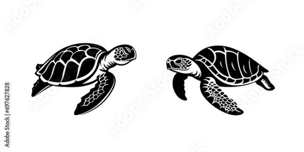 Fototapeta Turtle illustration, logo. Vector icon drawing on white background
