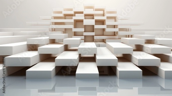 Fototapeta A sleek and modern display of crisp, white rectangular objects creates a stunning design that exudes elegance and simplicity