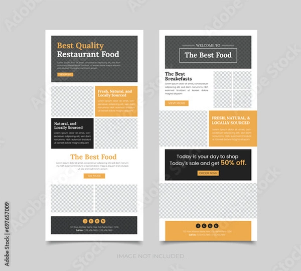 Obraz Food and Beverage Email Newsletter Template, Food Promotion Template, Email Marketing Landing page