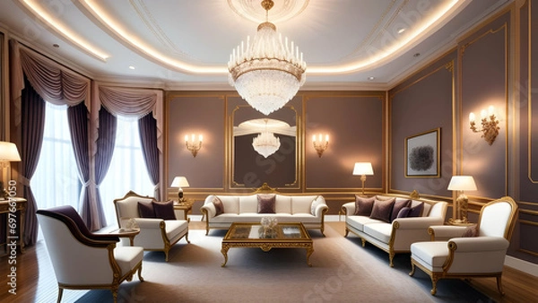 Fototapeta royal living rooms with curtains