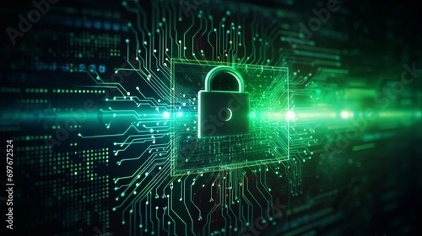 Fototapeta Locked and Secure: Internet Security Illustration with a Padlock